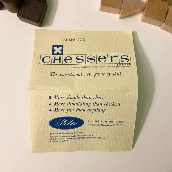 Rare  Vintage 1960 Chessers Board Game Phillips Chess Checkers Wood Like New - Picture 9 of 12